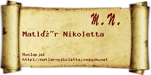 Matlár Nikoletta névjegykártya